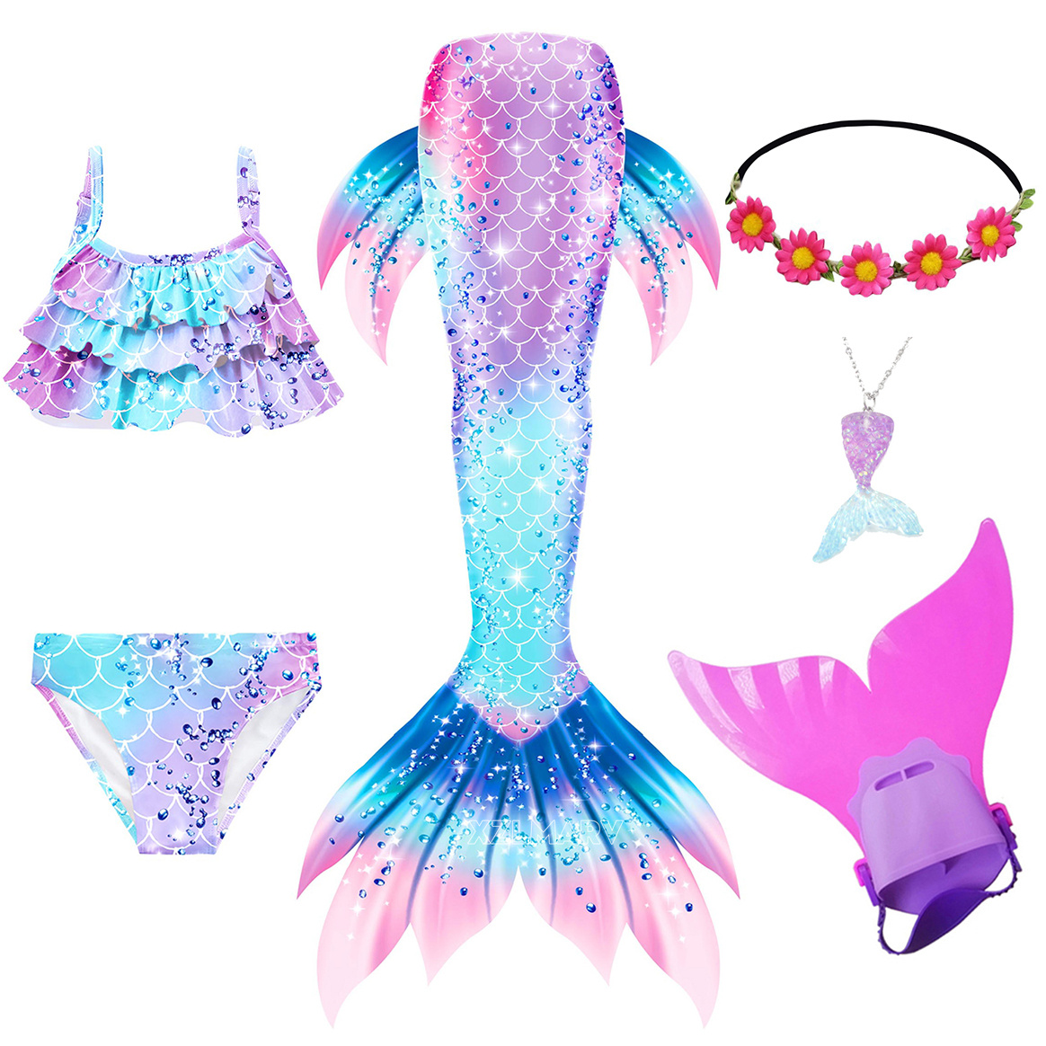 6Pcs/set Ariel Girls Swimming  - Swim Fins 评论和价格