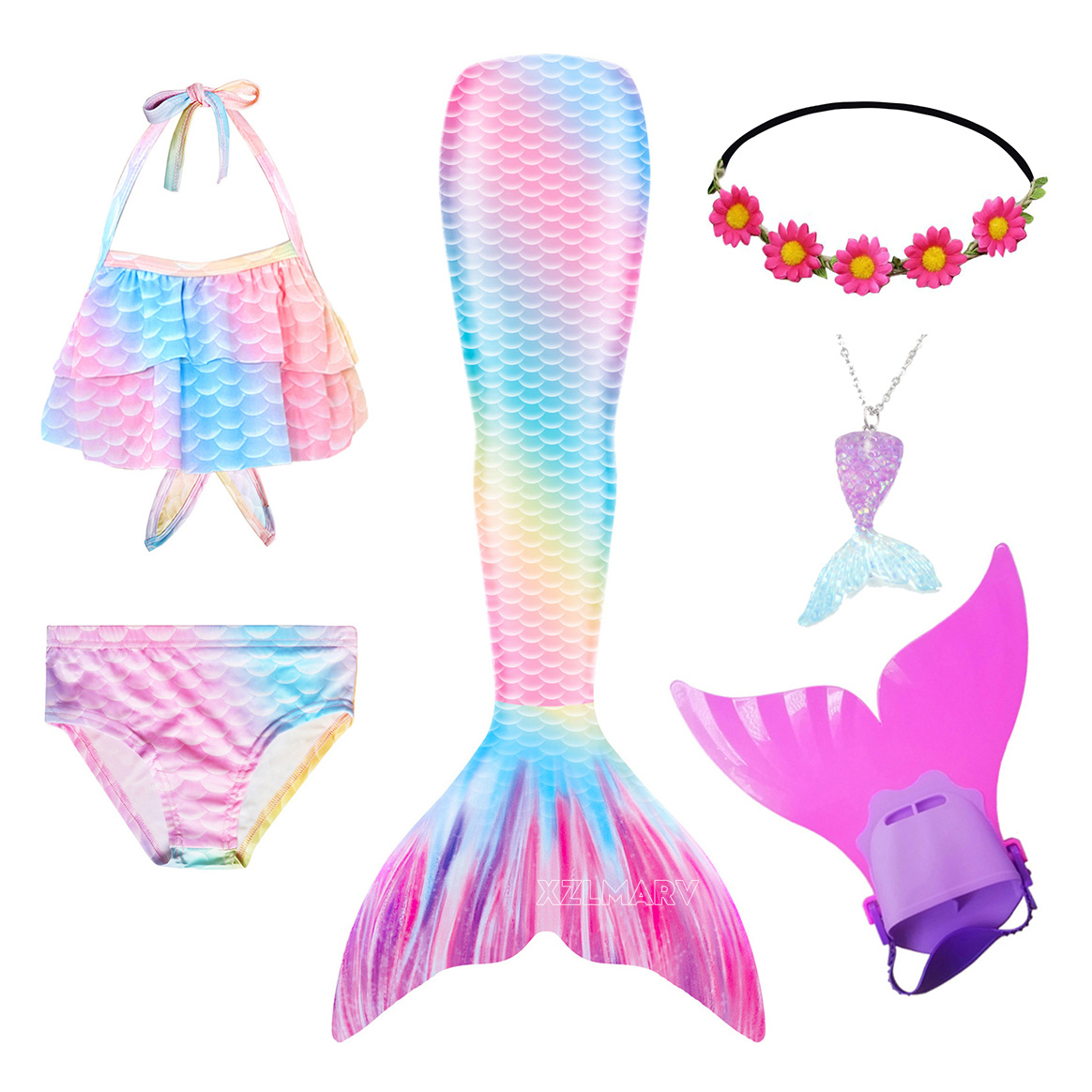 6Pcs/set Ariel Girls Swimming  - Swim Fins 评论和价格
