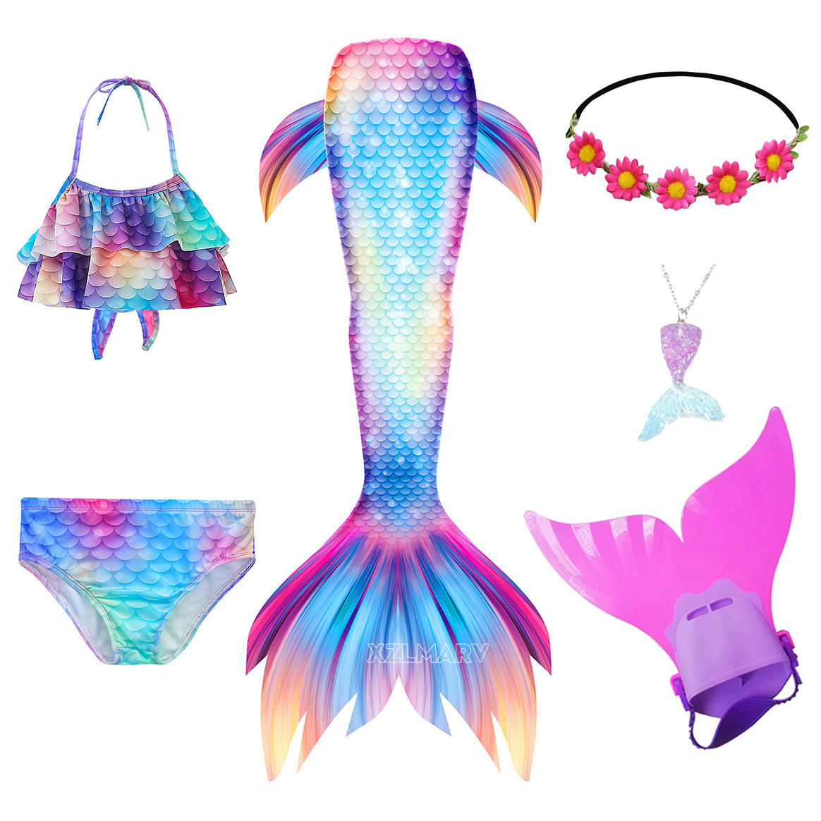 6Pcs/set Ariel Girls Swimming  - Swim Fins 评论和价格