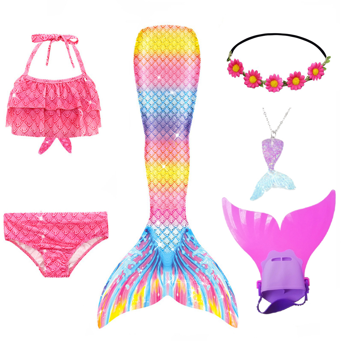 6Pcs/set Ariel Girls Swimming  - Swim Fins 评论和价格
